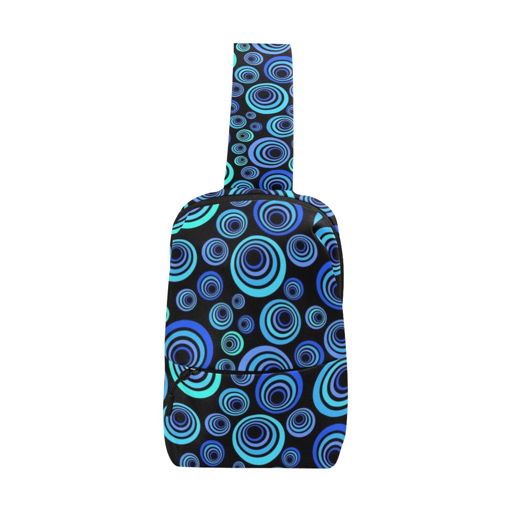 Retro Psychedelic Pretty Blue Pattern Chest Bag (Model 1678)