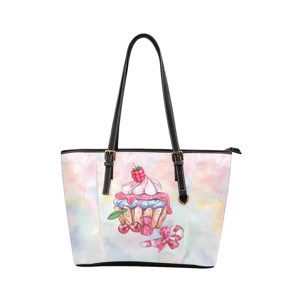 cupcake Leather Tote Bag/Small (Model 1640)