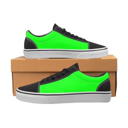 color lime Women's Low Top Skateboarding Shoes (Model E001-2)