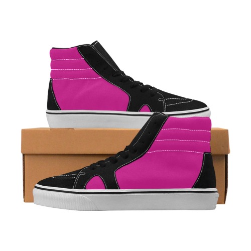 color medium violet red Women's High Top Skateboarding Shoes (Model E001-1)