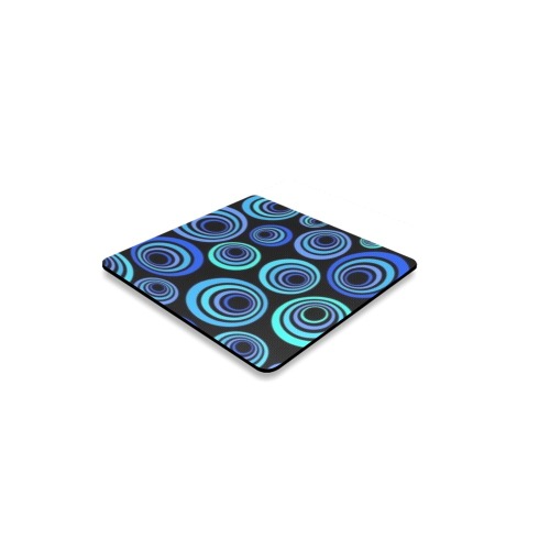 Retro Psychedelic Pretty Blue Pattern Square Coaster