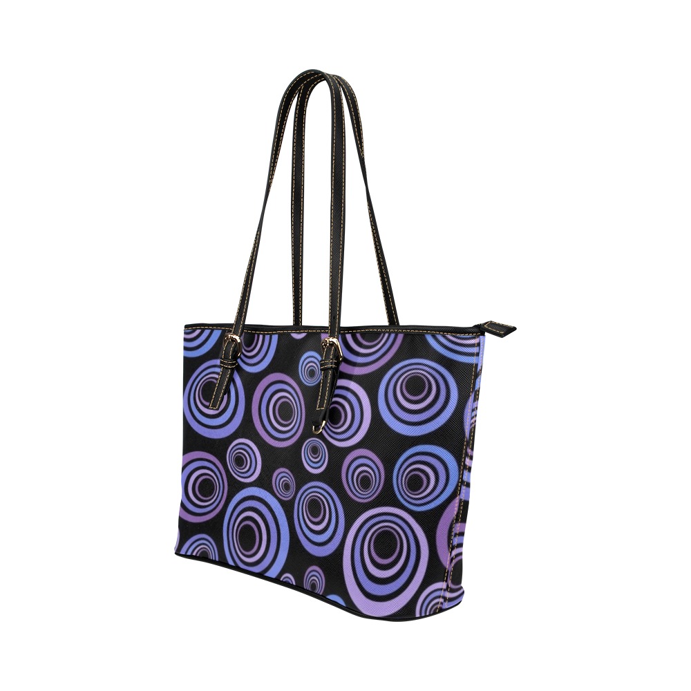 Retro Psychedelic Pretty Purple Pattern Leather Tote Bag/Small (Model 1651)