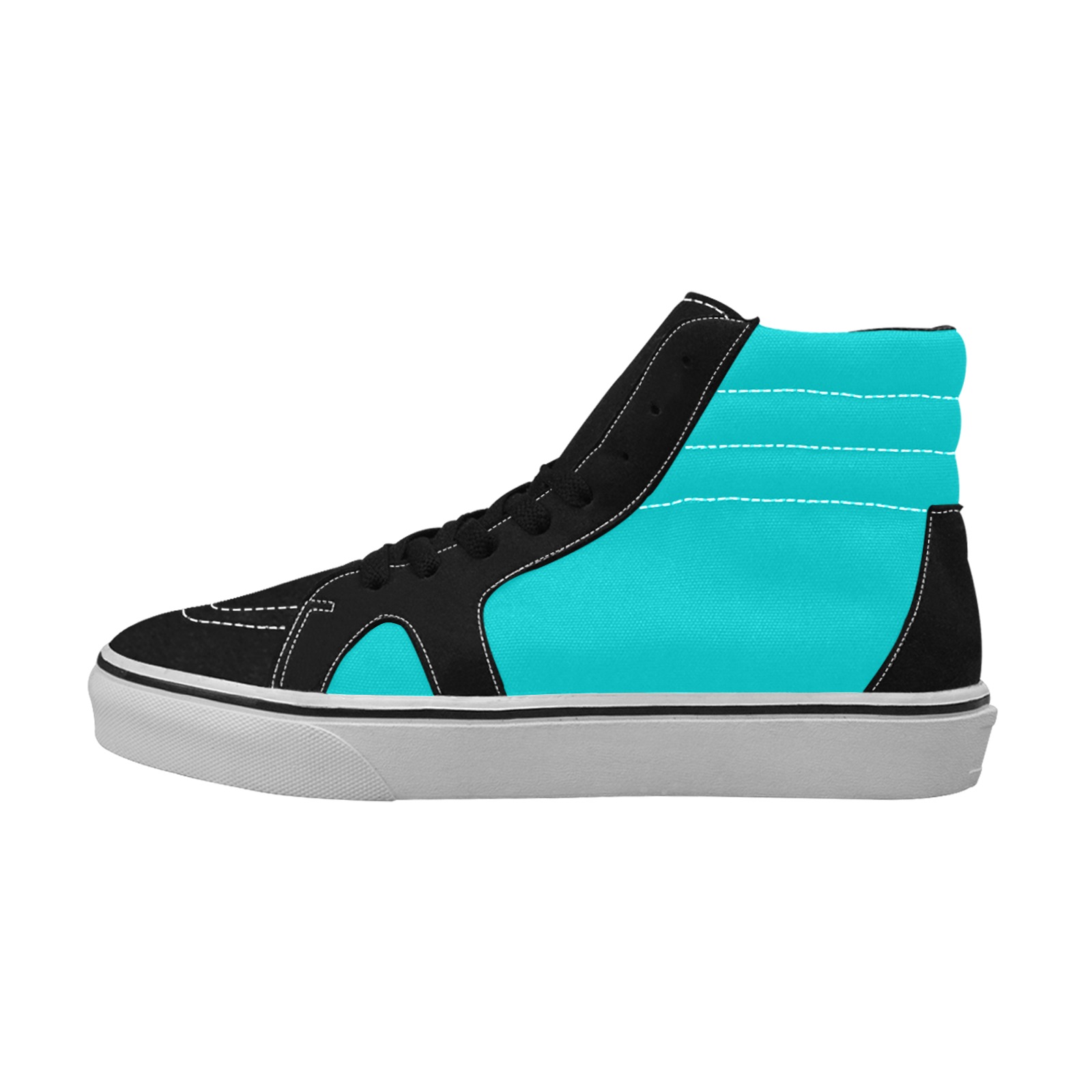 color dark turquoise Men's High Top Skateboarding Shoes (Model E001-1)