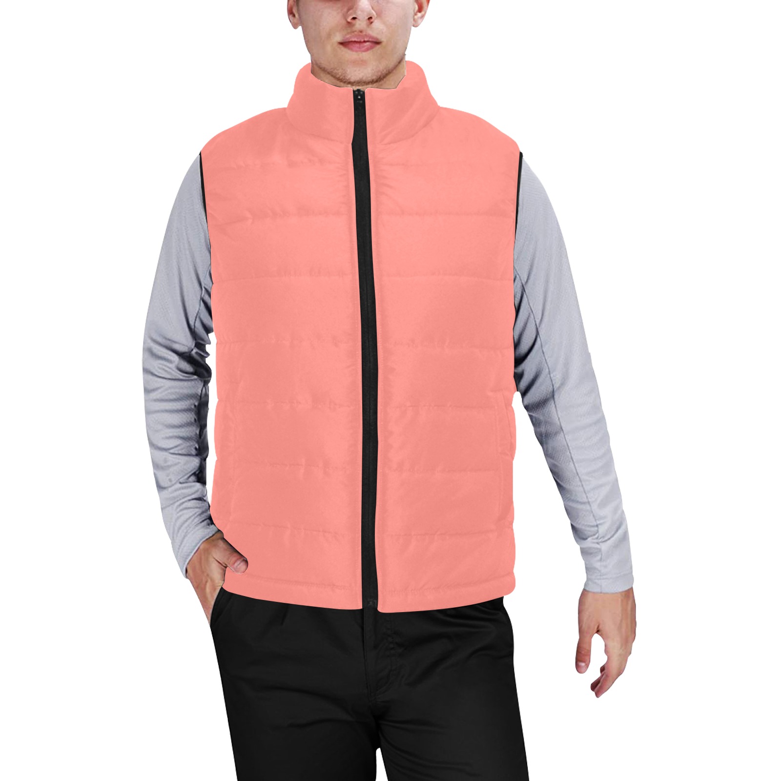 color tea rose Men's Padded Vest Jacket (Model H44)