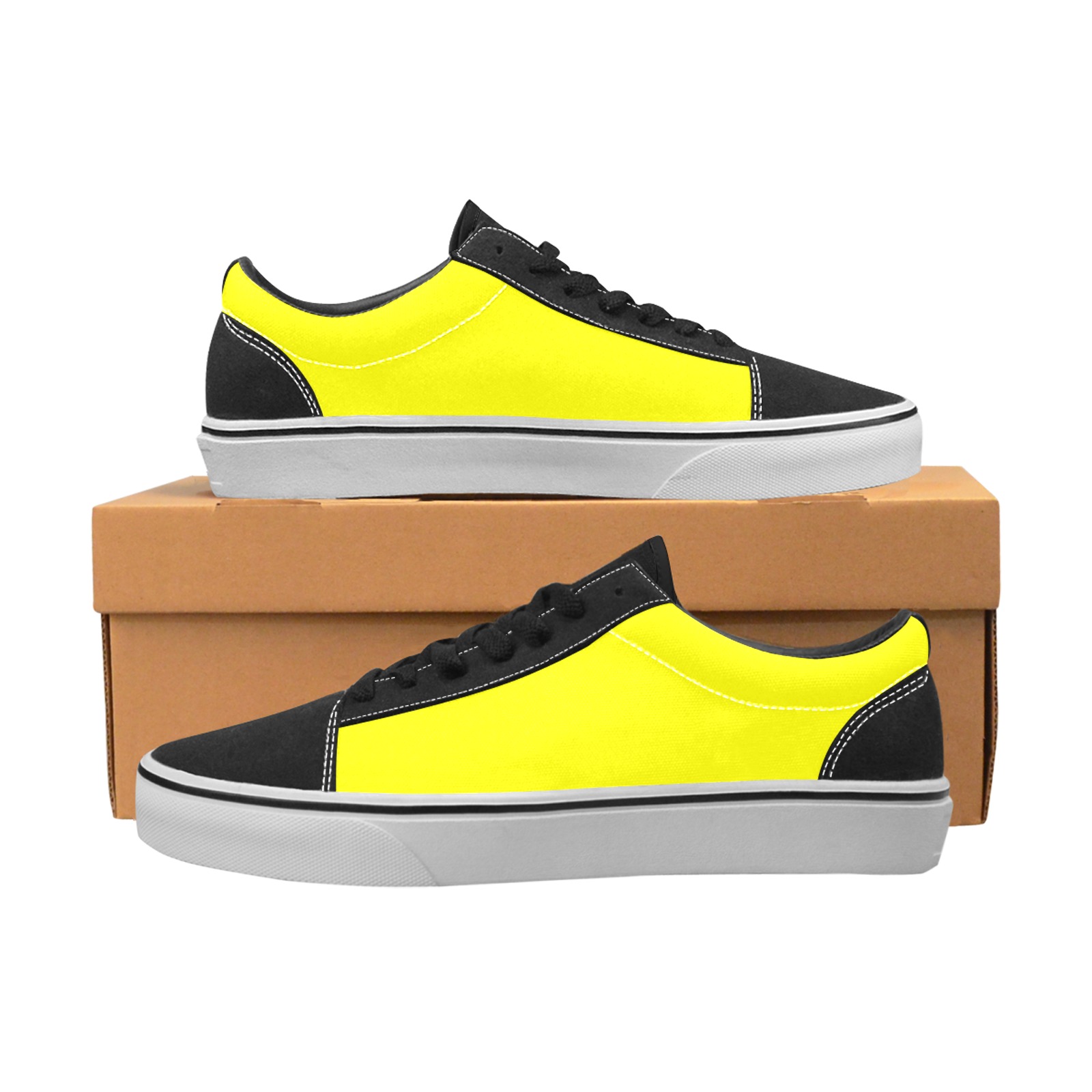 color yellow Men's Low Top Skateboarding Shoes (Model E001-2)