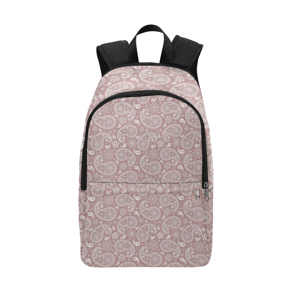 White and rose gold paisley Fabric Backpack for Adult (Model 1659)