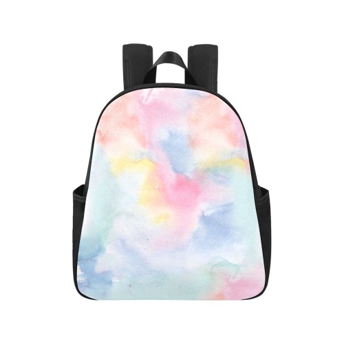 Colorful watercolor Multi-Pocket Fabric Backpack (Model 1684)