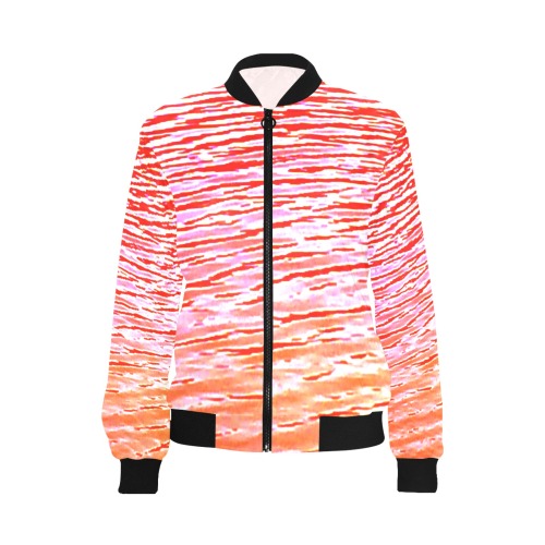 Orange and red water All Over Print Bomber Jacket for Women (Model H36)