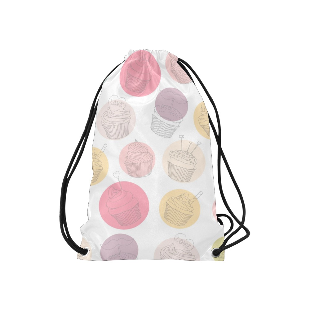 Colorful Cupcakes Small Drawstring Bag Model 1604 (Twin Sides) 11"(W) * 17.7"(H)