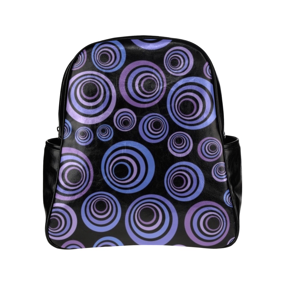 Retro Psychedelic Pretty Purple Pattern Multi-Pockets Backpack (Model 1636)