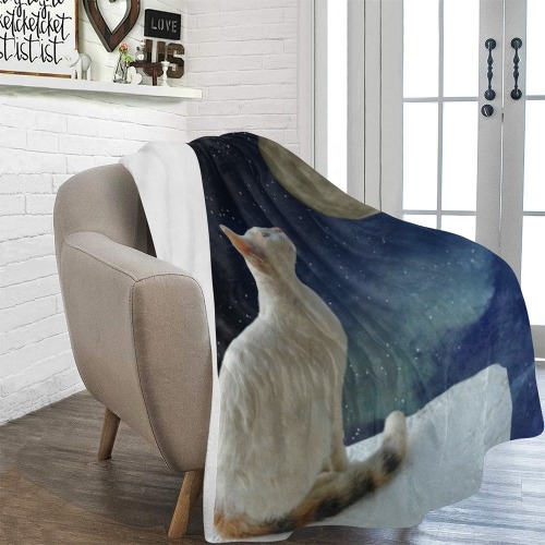 Cat and Moon Ultra-Soft Micro Fleece Blanket 60"x80"