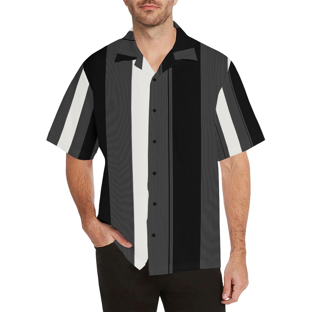 bandes noir/blanc Hawaiian Shirt (Model T58)