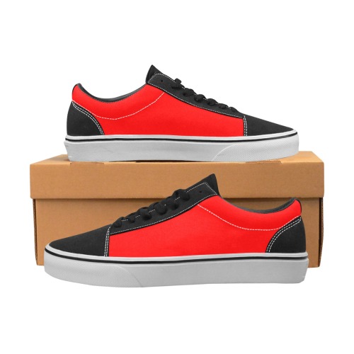 color red Women's Low Top Skateboarding Shoes (Model E001-2)