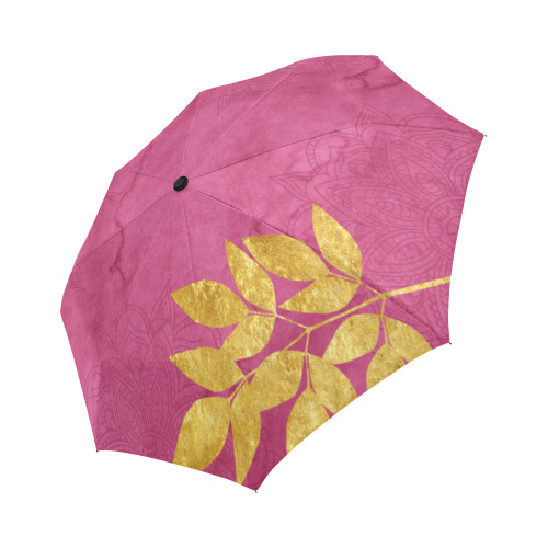 Hot Pink and Gold Umbrella Auto-Foldable Umbrella (Model U04)