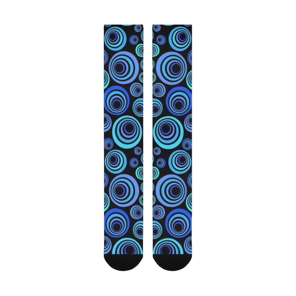 Retro Psychedelic Pretty Blue Pattern Over-The-Calf Socks