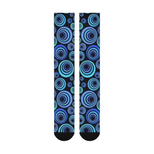 Retro Psychedelic Pretty Blue Pattern Over-The-Calf Socks