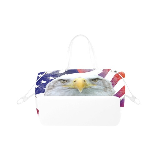 American Flag and Bald Eagle Clover Canvas Tote Bag (Model 1661)