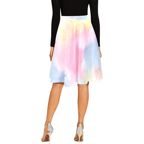 Colorful watercolor Melete Pleated Midi Skirt (Model D15)