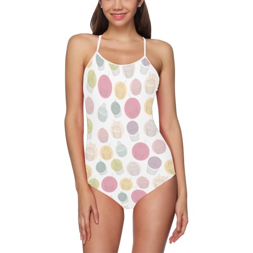 Colorful Cupcakes Strap Swimsuit ( Model S05)