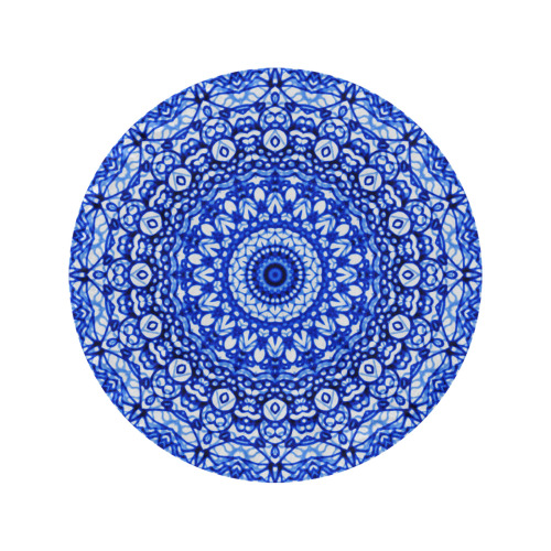 Blue Mandala Mehndi Style G403 Circular Ultra-Soft Micro Fleece Blanket 60"