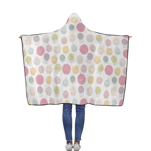 Colorful Cupcakes Flannel Hooded Blanket 40''x50''