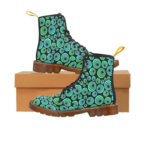 Retro Psychedelic Pretty Green Pattern Martin Boots For Women Model 1203H