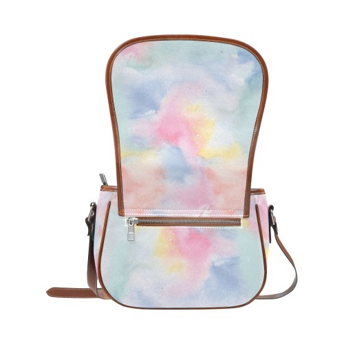 Colorful watercolor Saddle Bag/Small (Model 1649) Full Customization