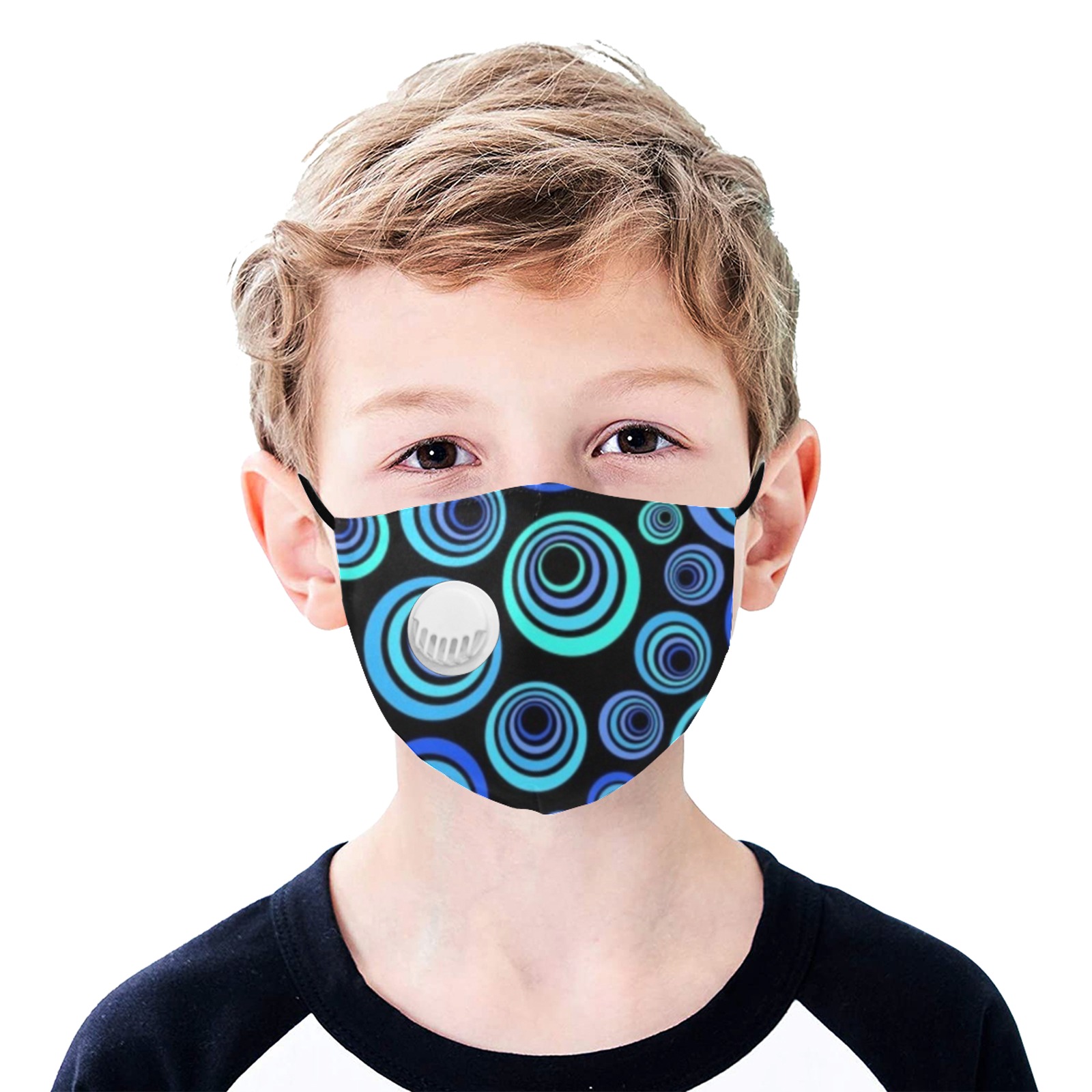 Retro Psychedelic Pretty Blue Pattern 3D Mouth Mask with Breathing Valve (Model M04)