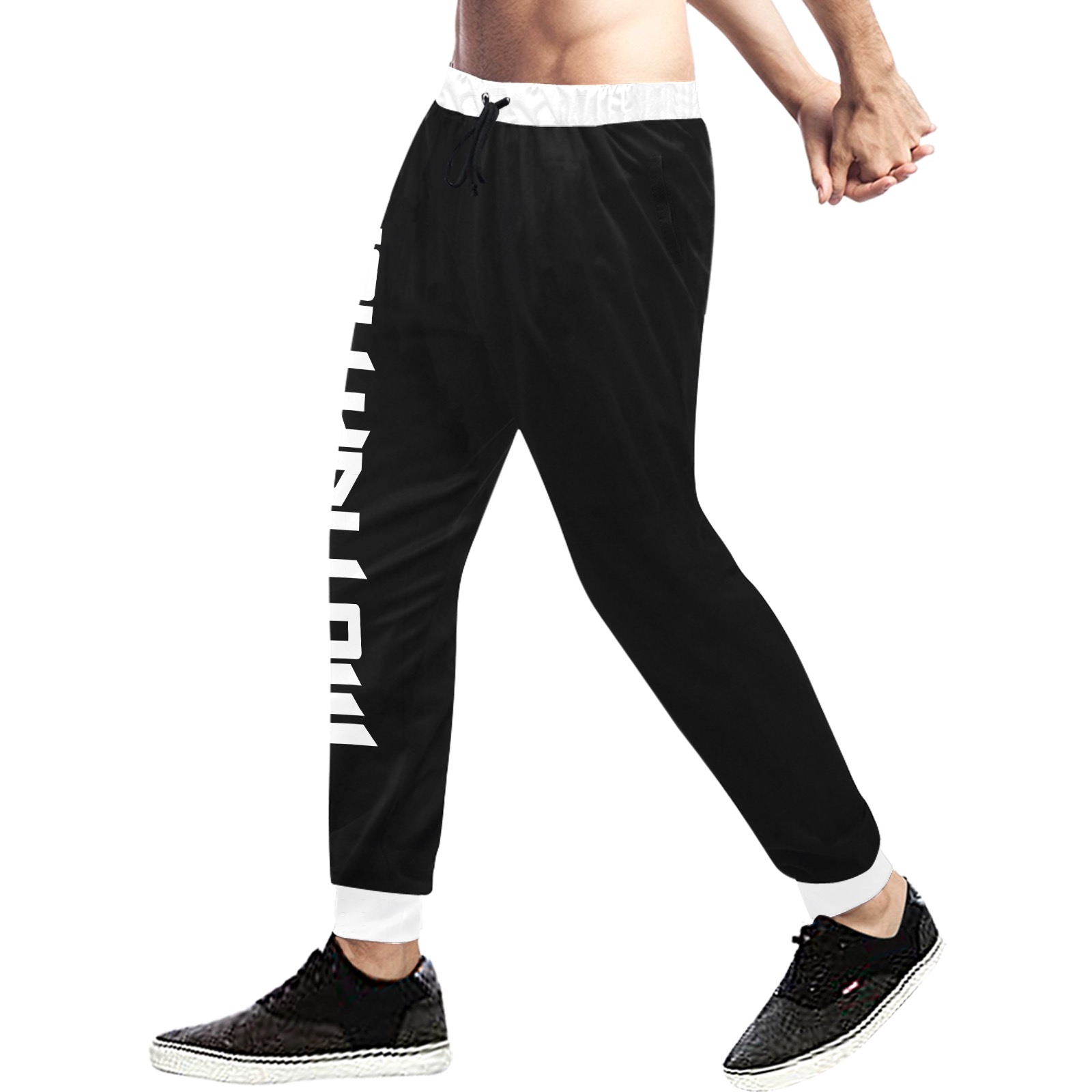 Motivation White/Black Men's All Over Print Sweatpants (Model L11)
