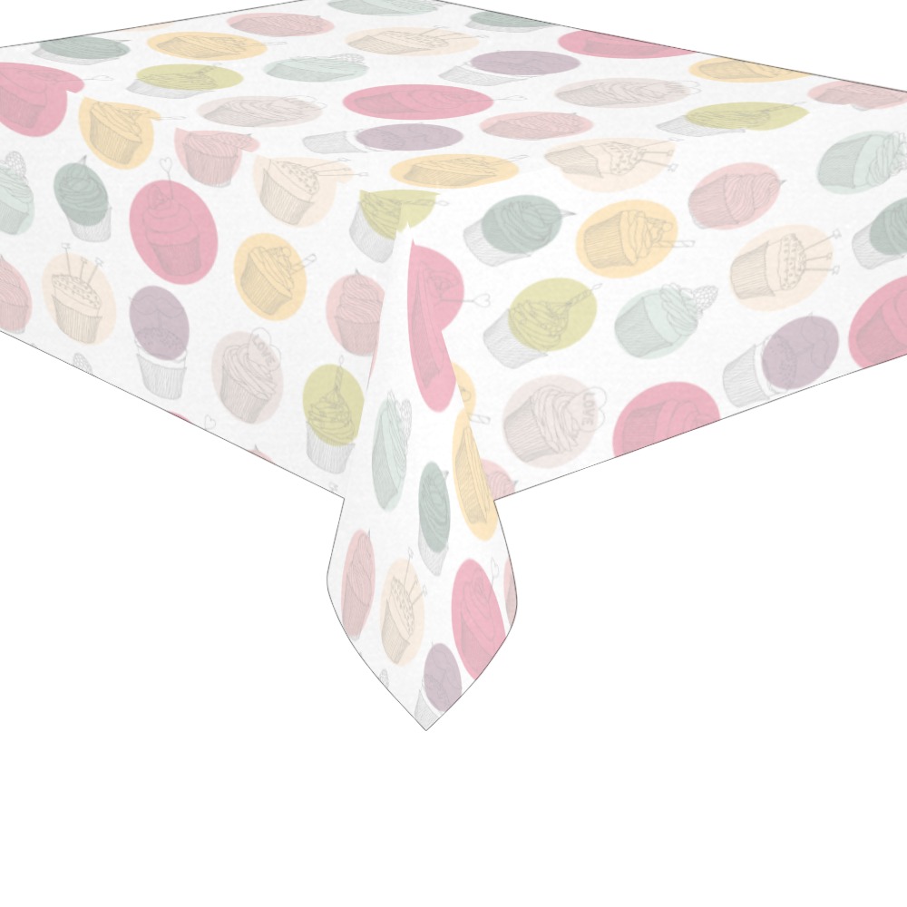 Colorful Cupcakes Cotton Linen Tablecloth 60"x 84"