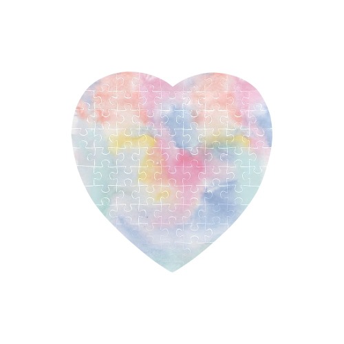 Colorful watercolor Heart-Shaped Jigsaw Puzzle (Set of 75 Pieces)