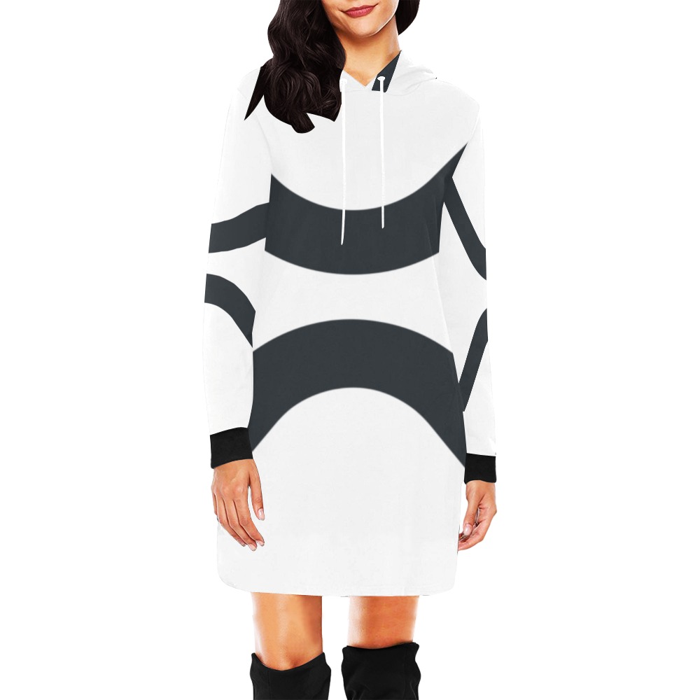 X WHITE HOODIE MINI DRESS All Over Print Hoodie Mini Dress (Model H27)