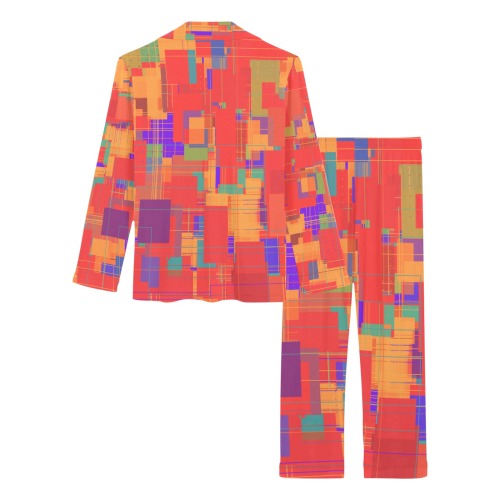 Random Shapes Abstract Pattern Women's Long Pajama Set