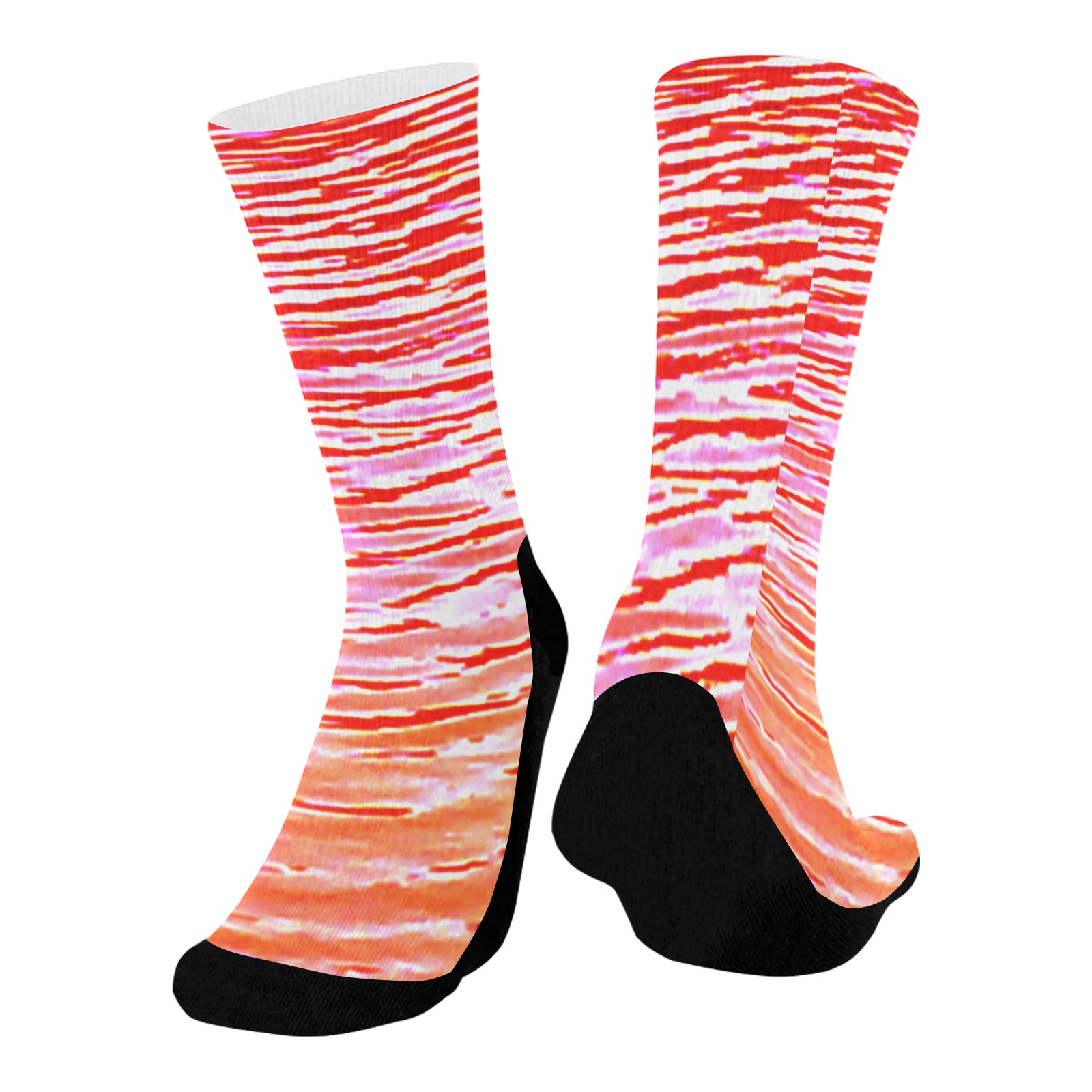 Orange and red water Mid-Calf Socks (Black Sole)