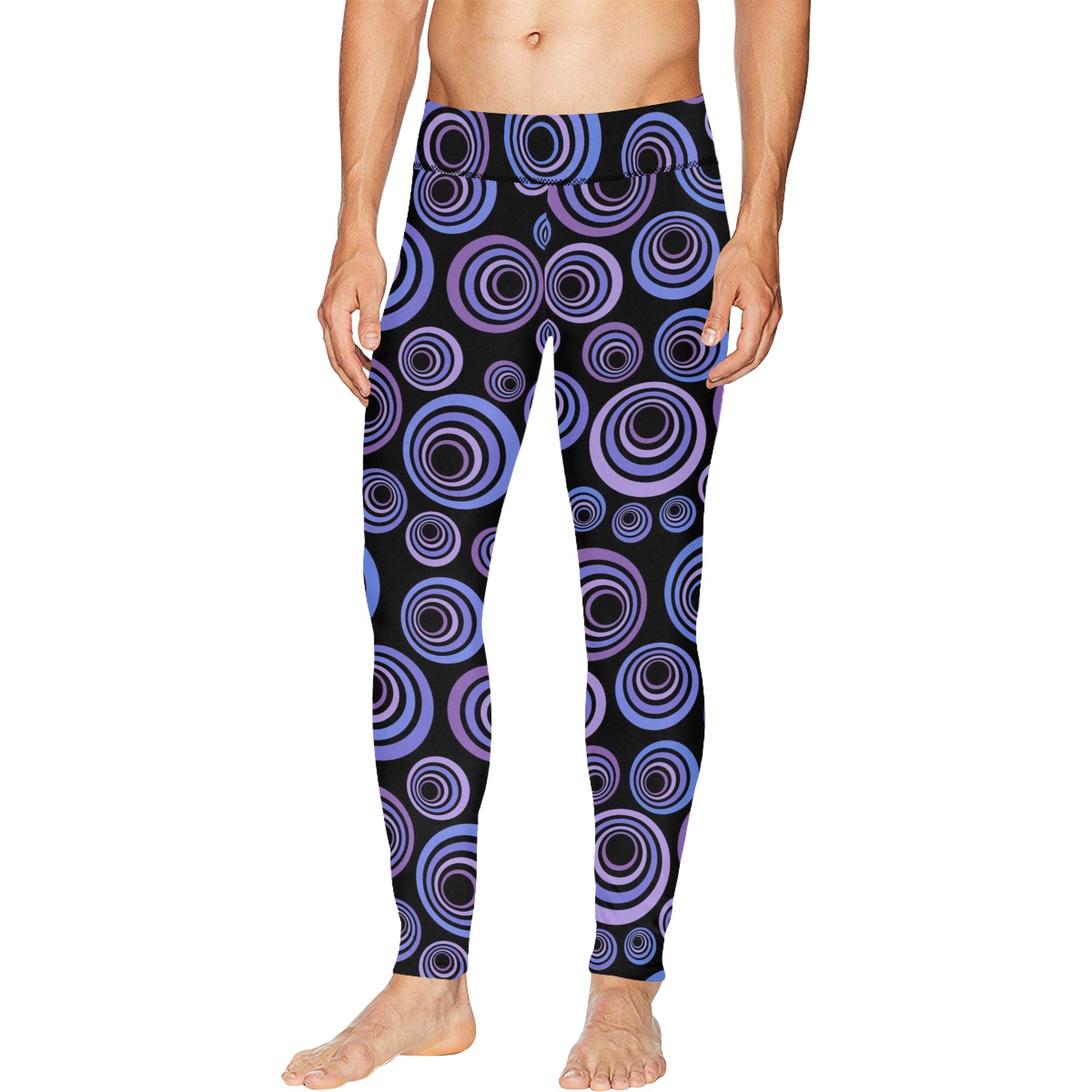 Retro Psychedelic Pretty Purple Pattern Men's All Over Print Leggings (Model L38)