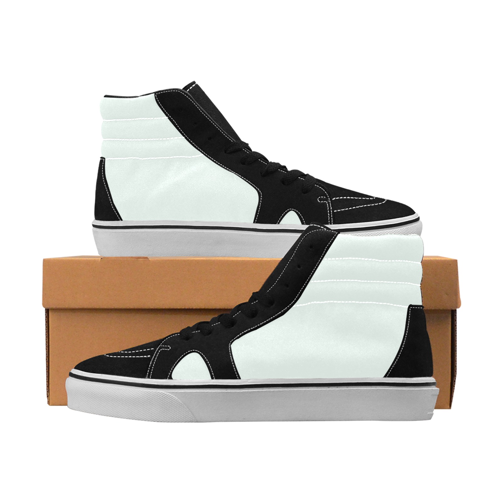 color mint cream Women's High Top Skateboarding Shoes (Model E001-1)
