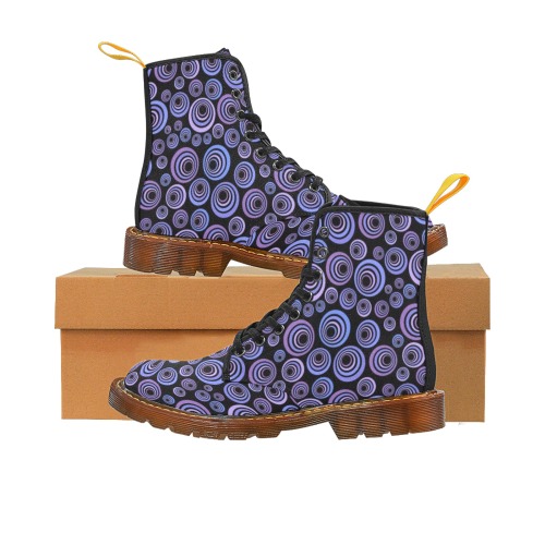 Retro Psychedelic Pretty Purple Pattern Martin Boots For Women Model 1203H