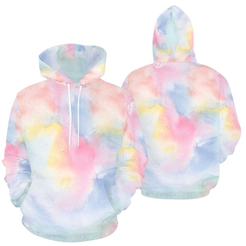 Colorful watercolor All Over Print Hoodie for Women (USA Size) (Model H13)