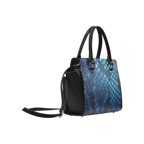 Blue Blk Snake Classic Shoulder Handbag (Model 1653)