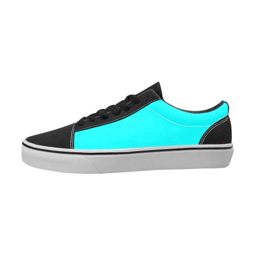 color aqua / cyan Men's Low Top Skateboarding Shoes (Model E001-2)