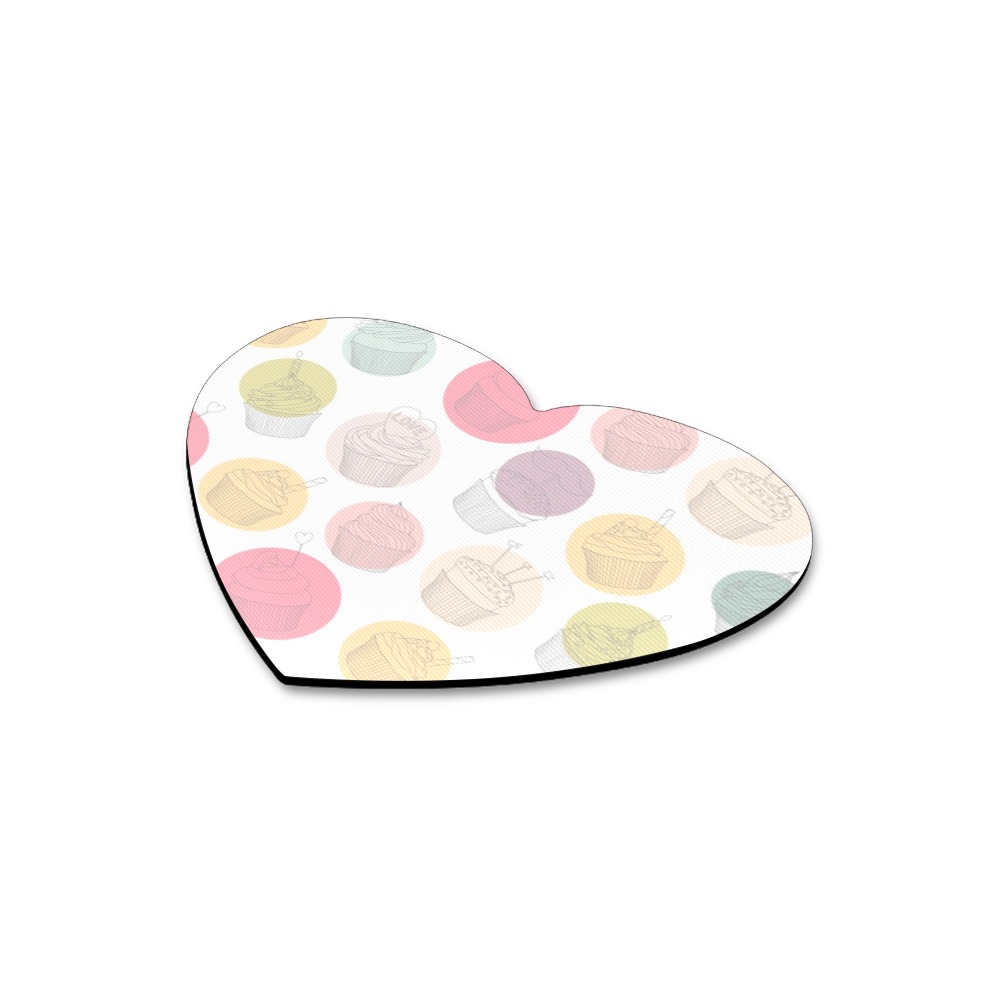 Colorful Cupcakes Heart-shaped Mousepad