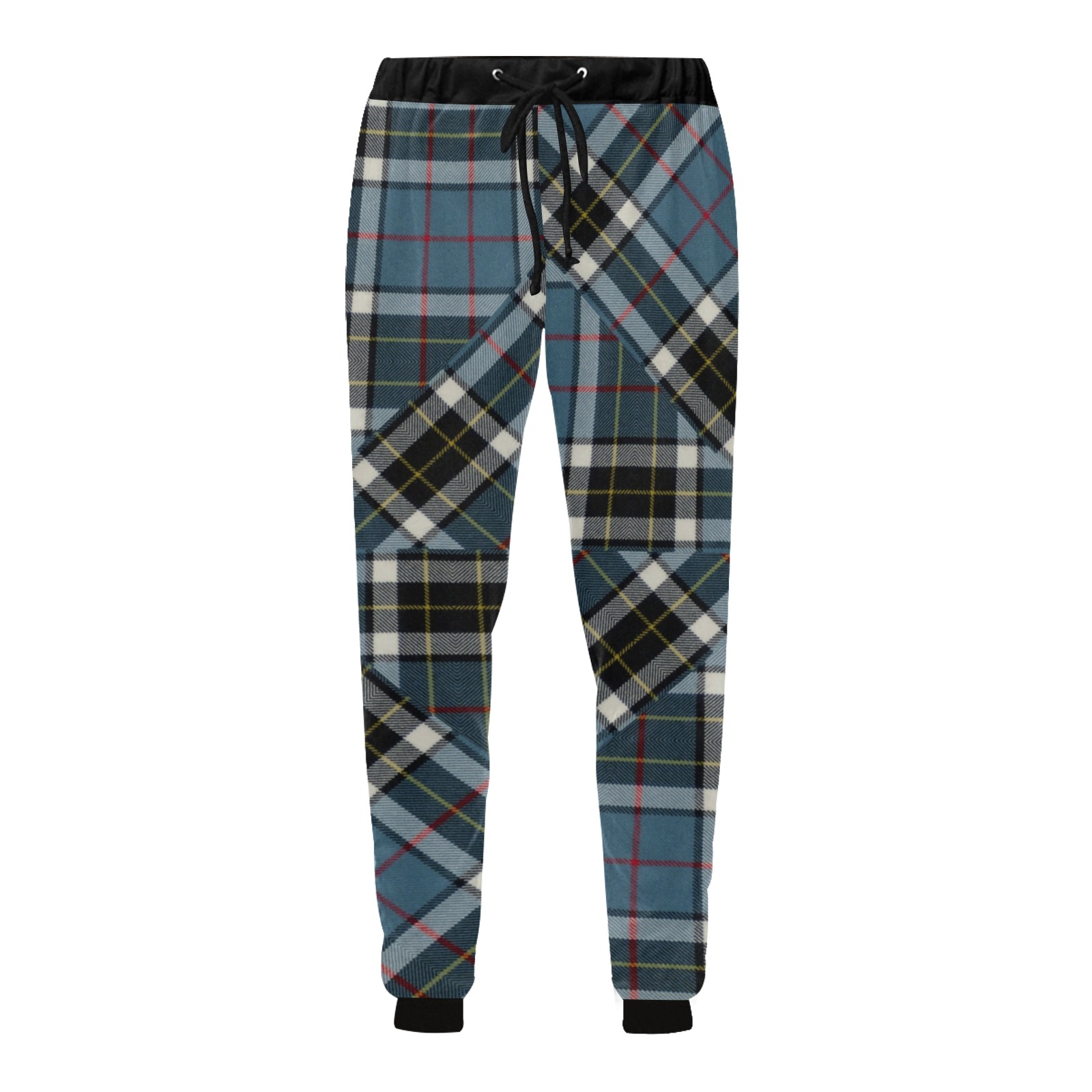 Thompson Blue Tartan Men's All Over Print Sweatpants (Model L11)