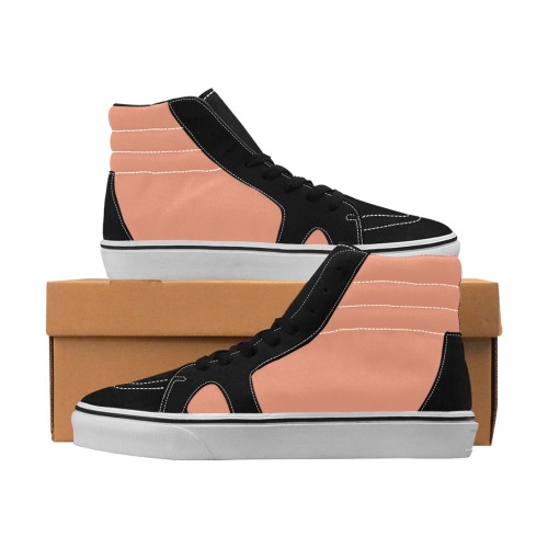 color dark salmon Women's High Top Skateboarding Shoes (Model E001-1)