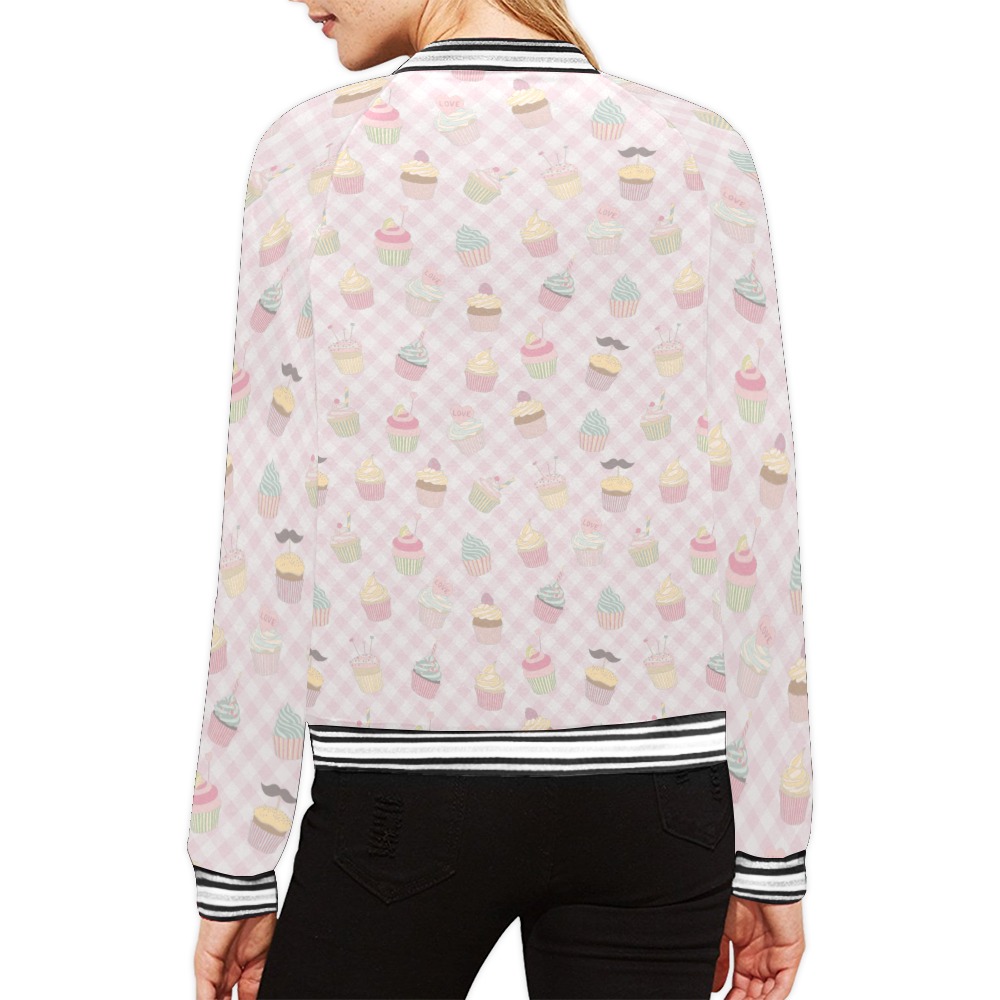 Cupcakes All Over Print Bomber Jacket for Women (Model H21)
