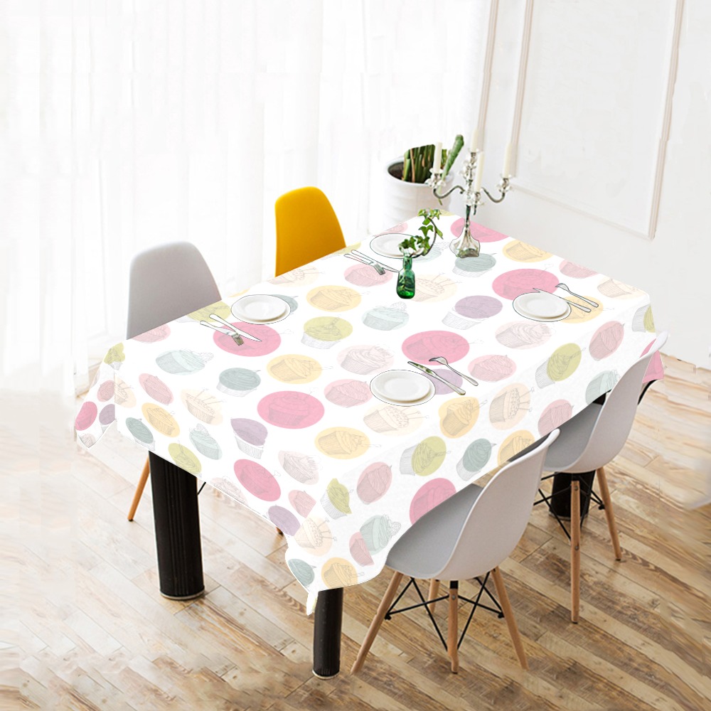 Colorful Cupcakes Cotton Linen Tablecloth 52"x 70"
