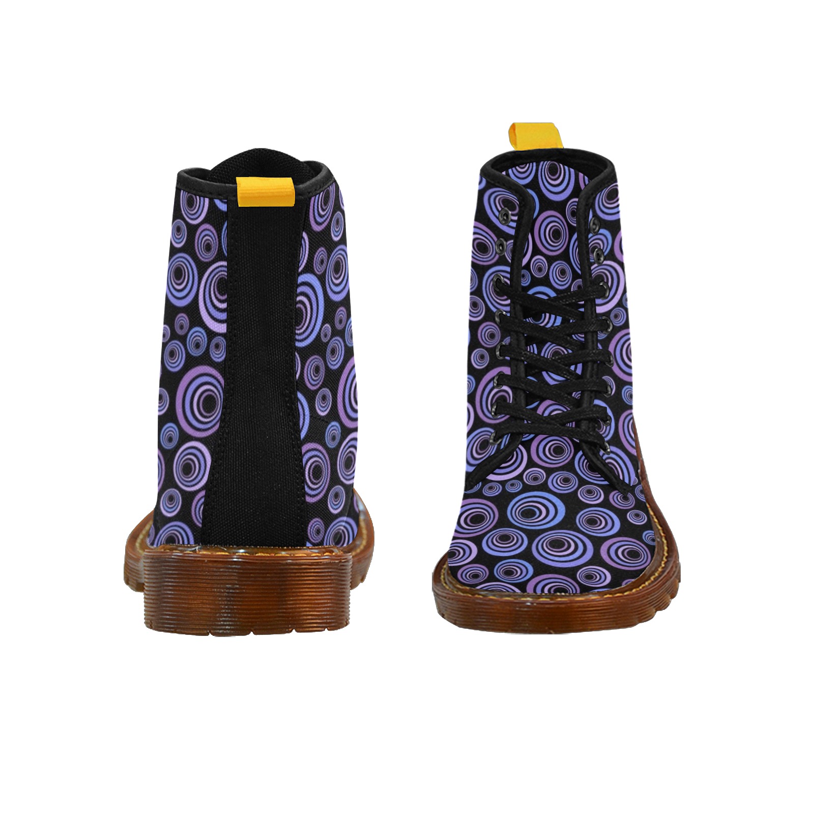 Retro Psychedelic Pretty Purple Pattern Martin Boots For Men Model 1203H