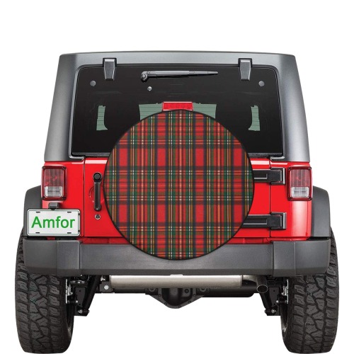Red Plaid 32 Inch Spare Tire Cover