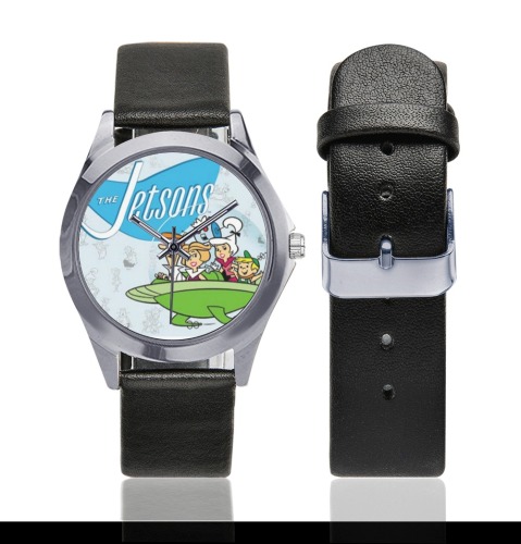 The Jetsons Unisex Silver-Tone Round Leather Watch (Model 216)