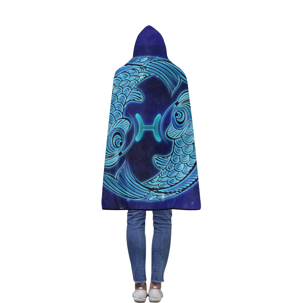 Pisces design Flannel Hooded Blanket 40''x50''