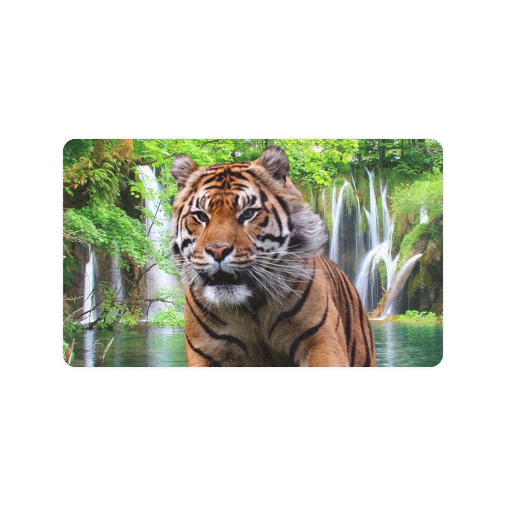 Tiger and Waterfall Doormat 30"x18" (Black Base)